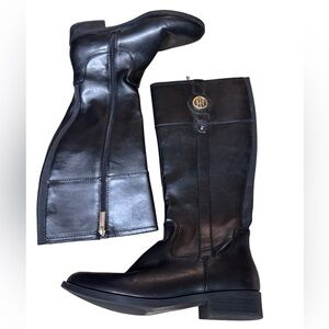High End Tommy Hilfiger Black Vegan Leather Equestrian Boots Women’s 9 MINTY